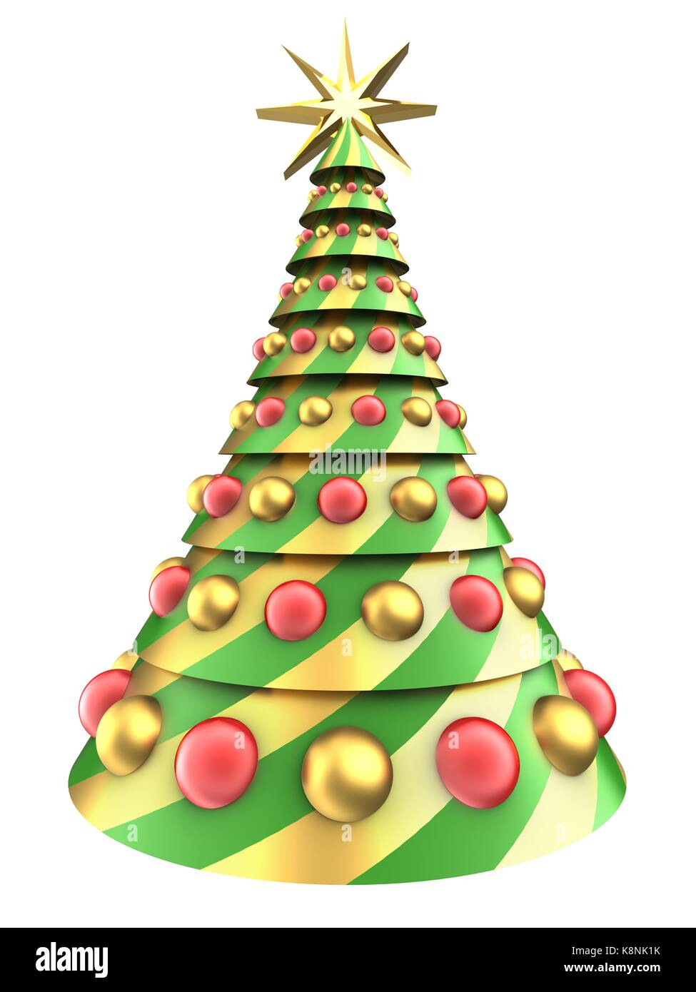 3d illustration of abstract Christmas tree over white background with ...