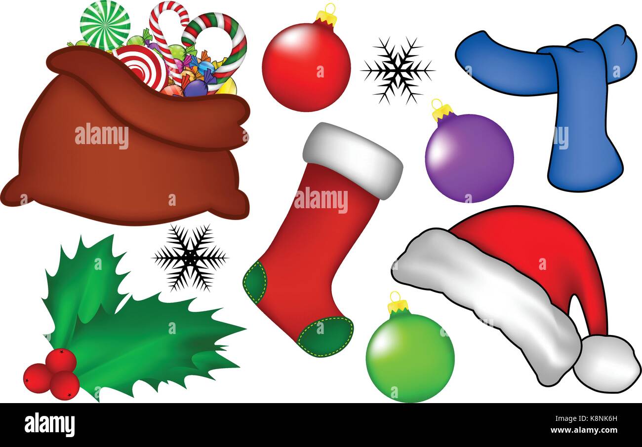 Christmas icon set, symbol, design. Winter vector illustration isolated ...
