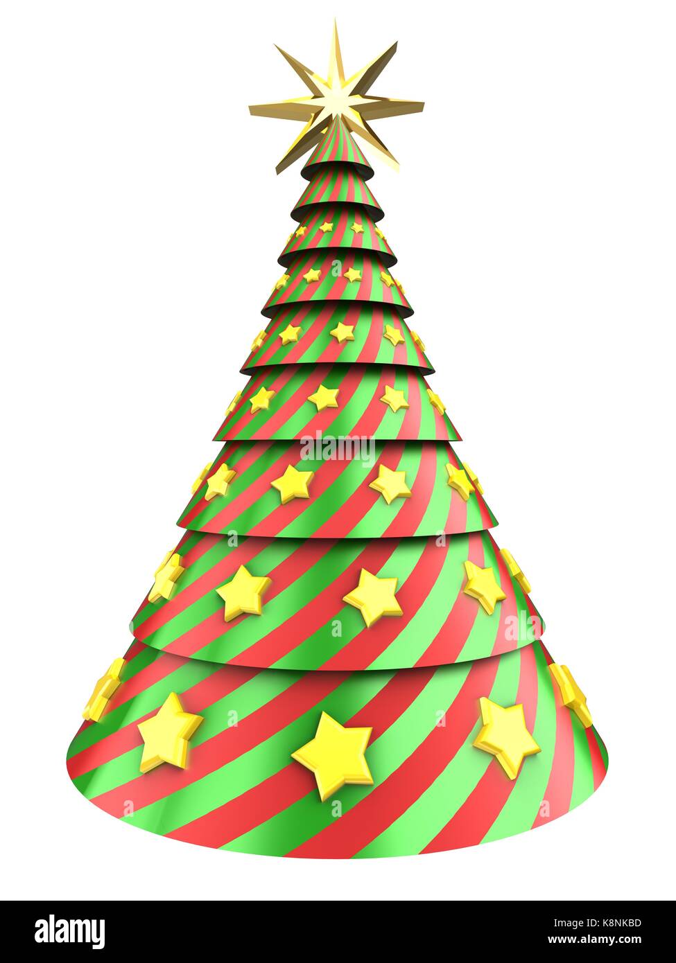 3d illustration of Christmas tree shape over white background with ...