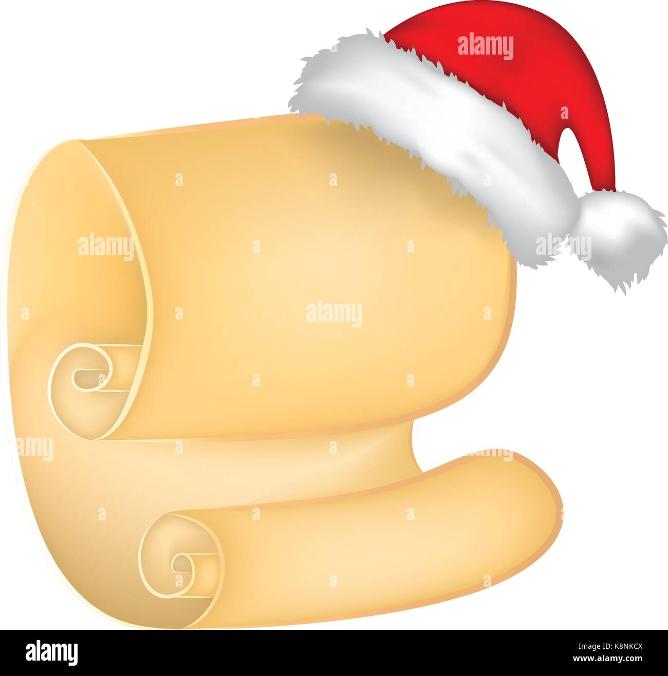 Christmas paper scroll card with santa cap,hat. vector illustration ...