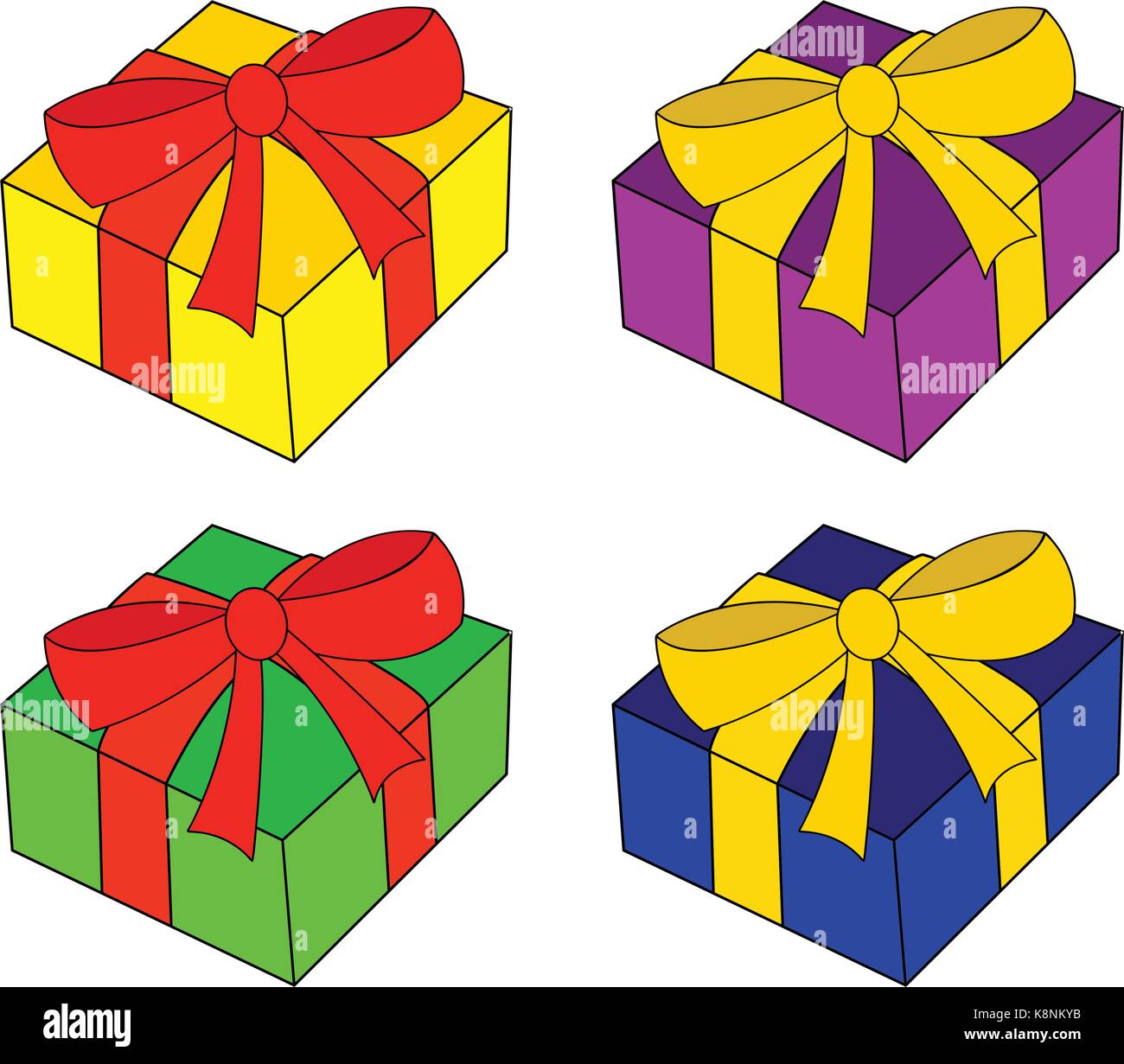 christmas box set, gift icon, symbol, design. vector illustration isolated on white background. Stock Vector