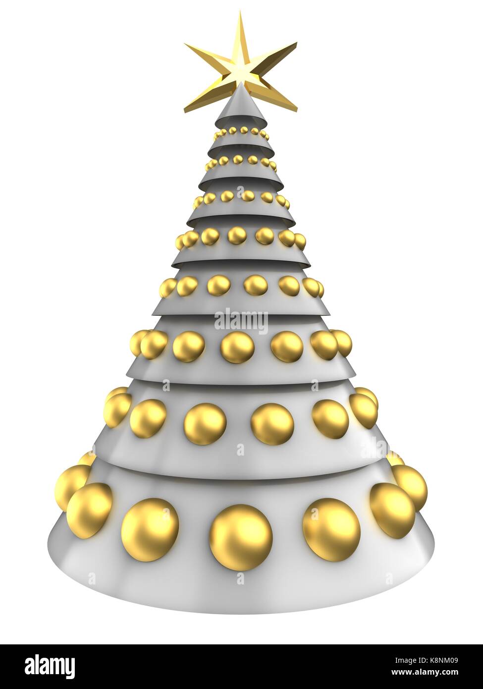 3d illustration of white Christmas tree over white background with ...