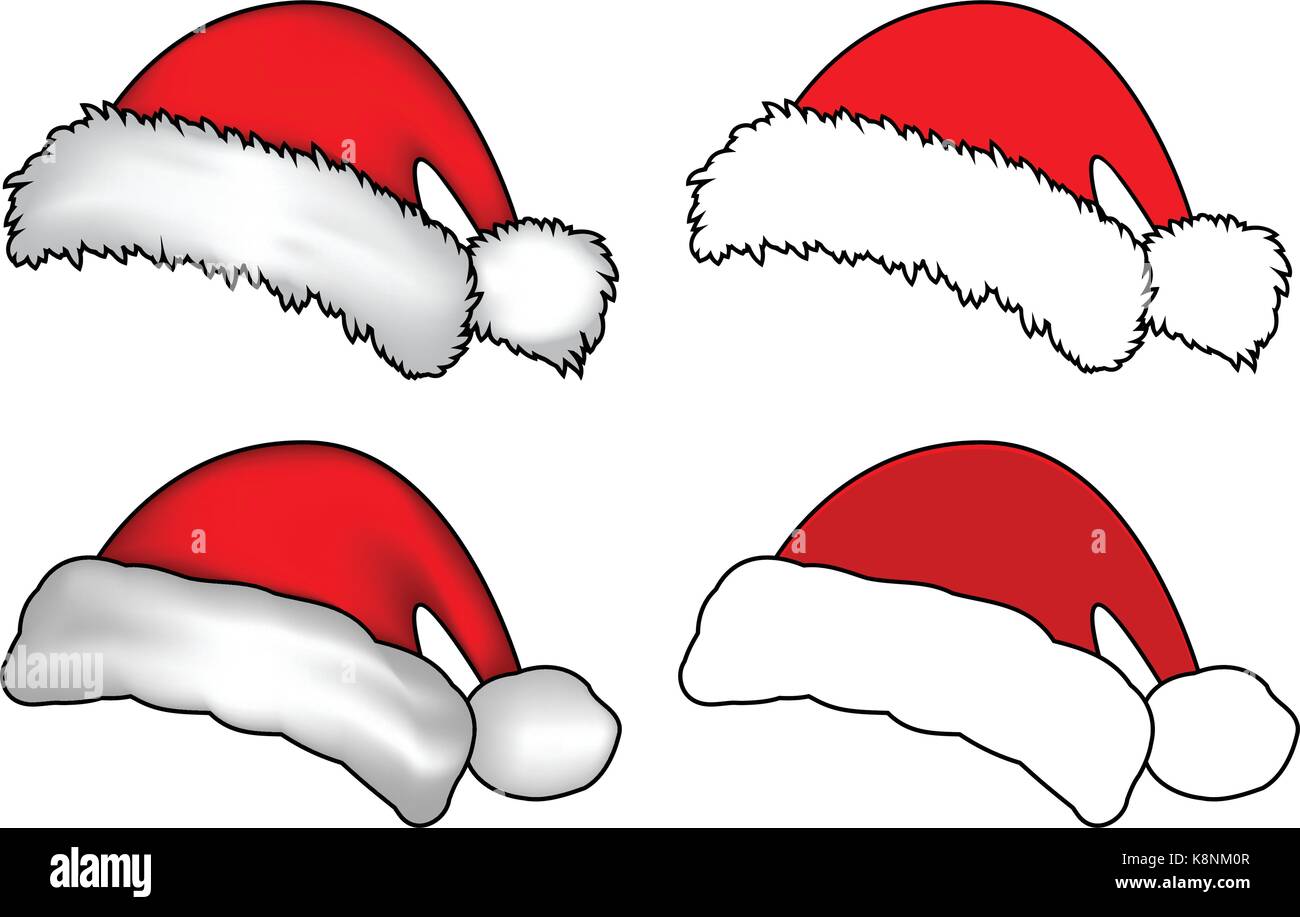 Santa hat, Christmas cap icon set, symbol, design. Winter vector  illustration isolated on white background Stock Vector Image & Art - Alamy