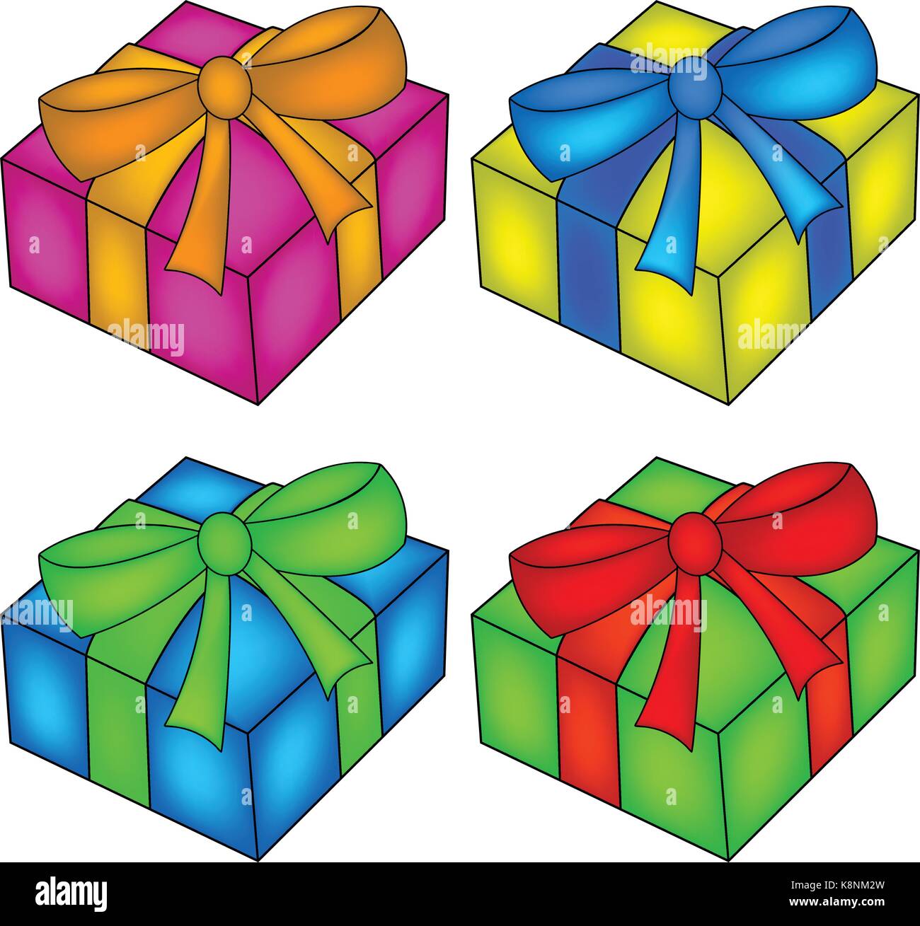 christmas box set, gift icon, symbol, design. vector illustration isolated on white background. Stock Vector