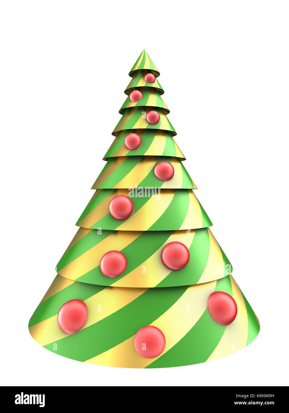 3d illustration of abstract Christmas tree over white background with ...