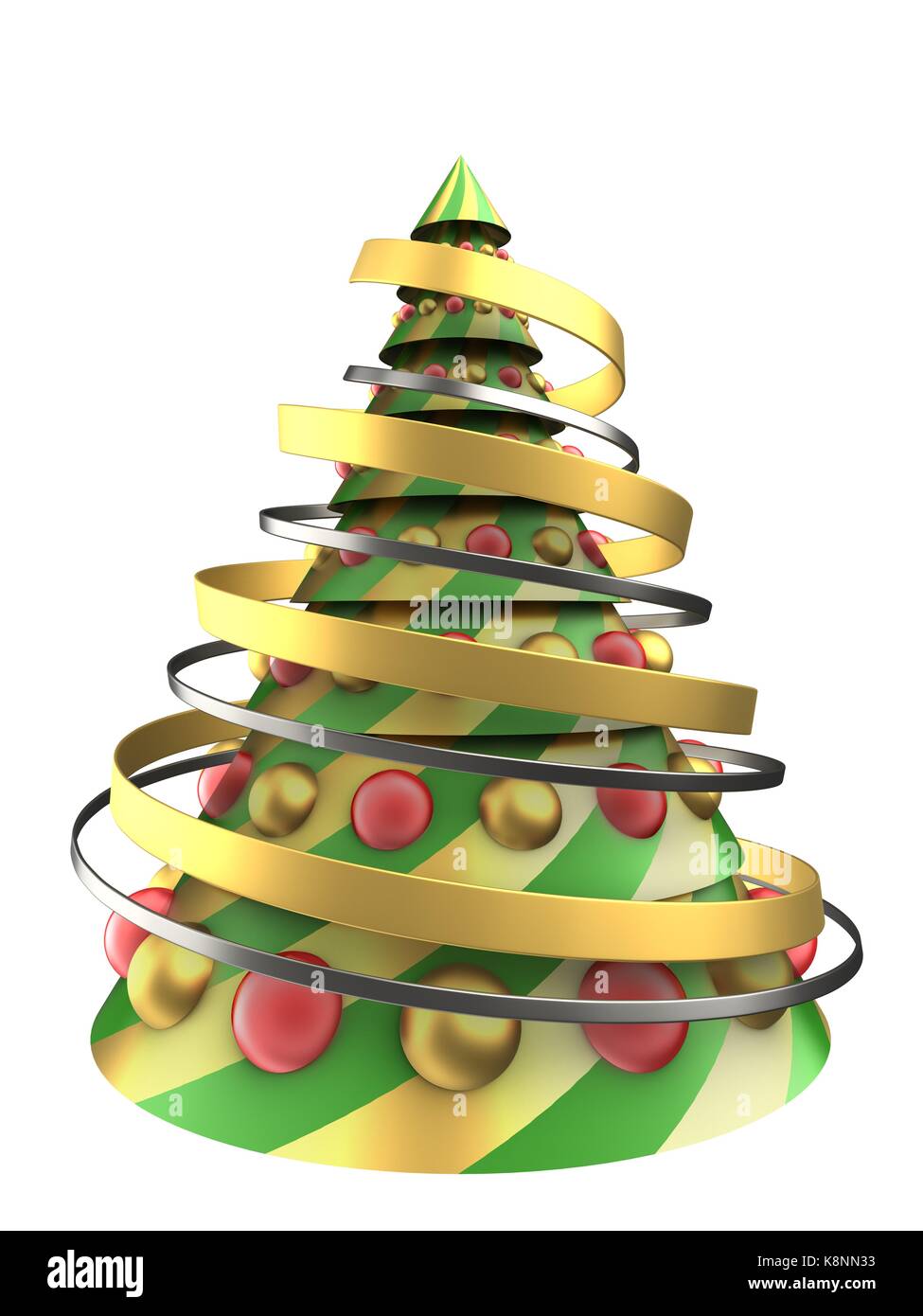 3d illustration of abstract Christmas tree over white background with ...