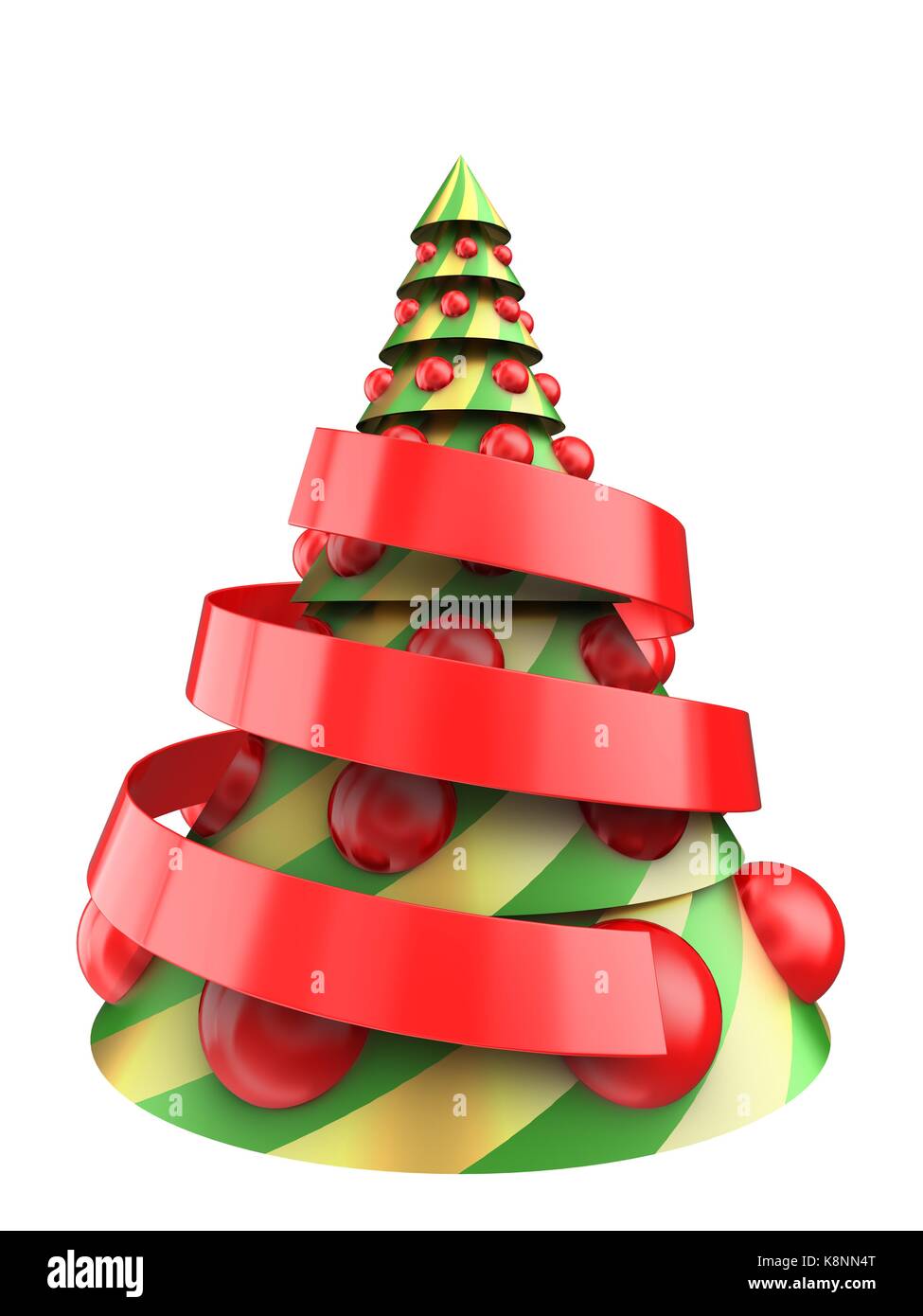 3d illustration of abstract Christmas tree over white background with ...