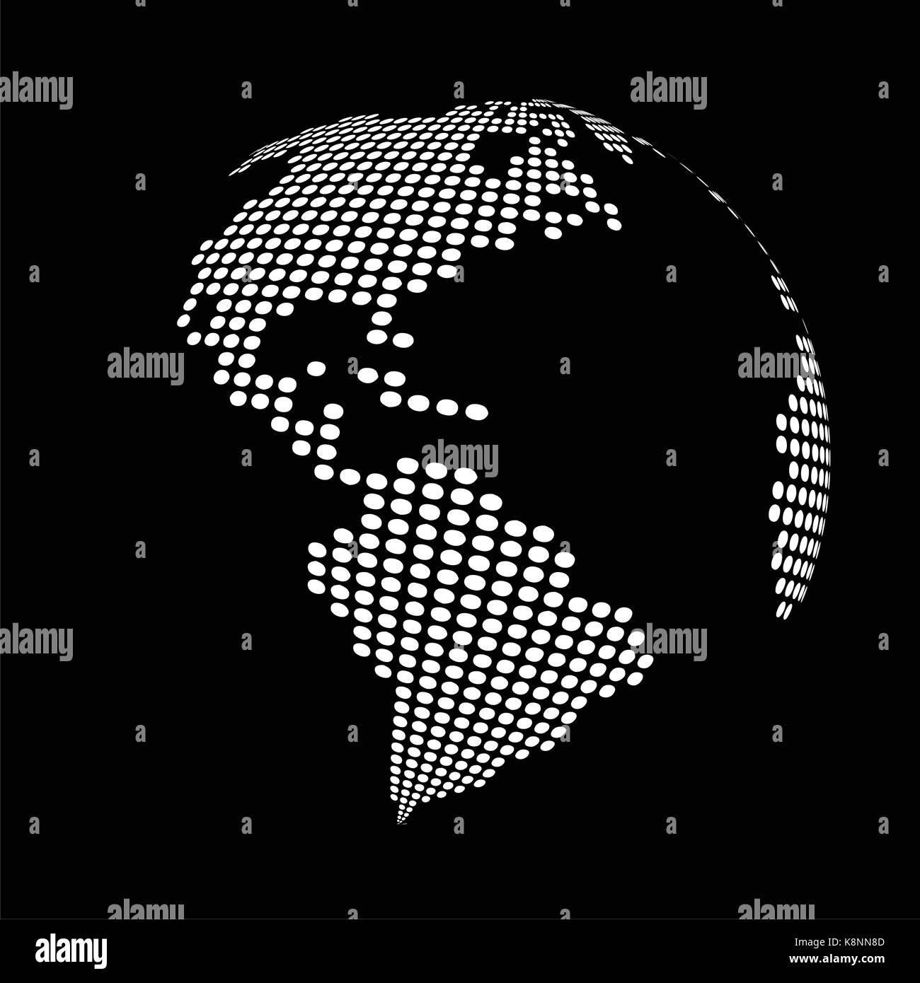 globe earth world map - abstract dotted vector background.  Black and white silhouette illustration Stock Vector