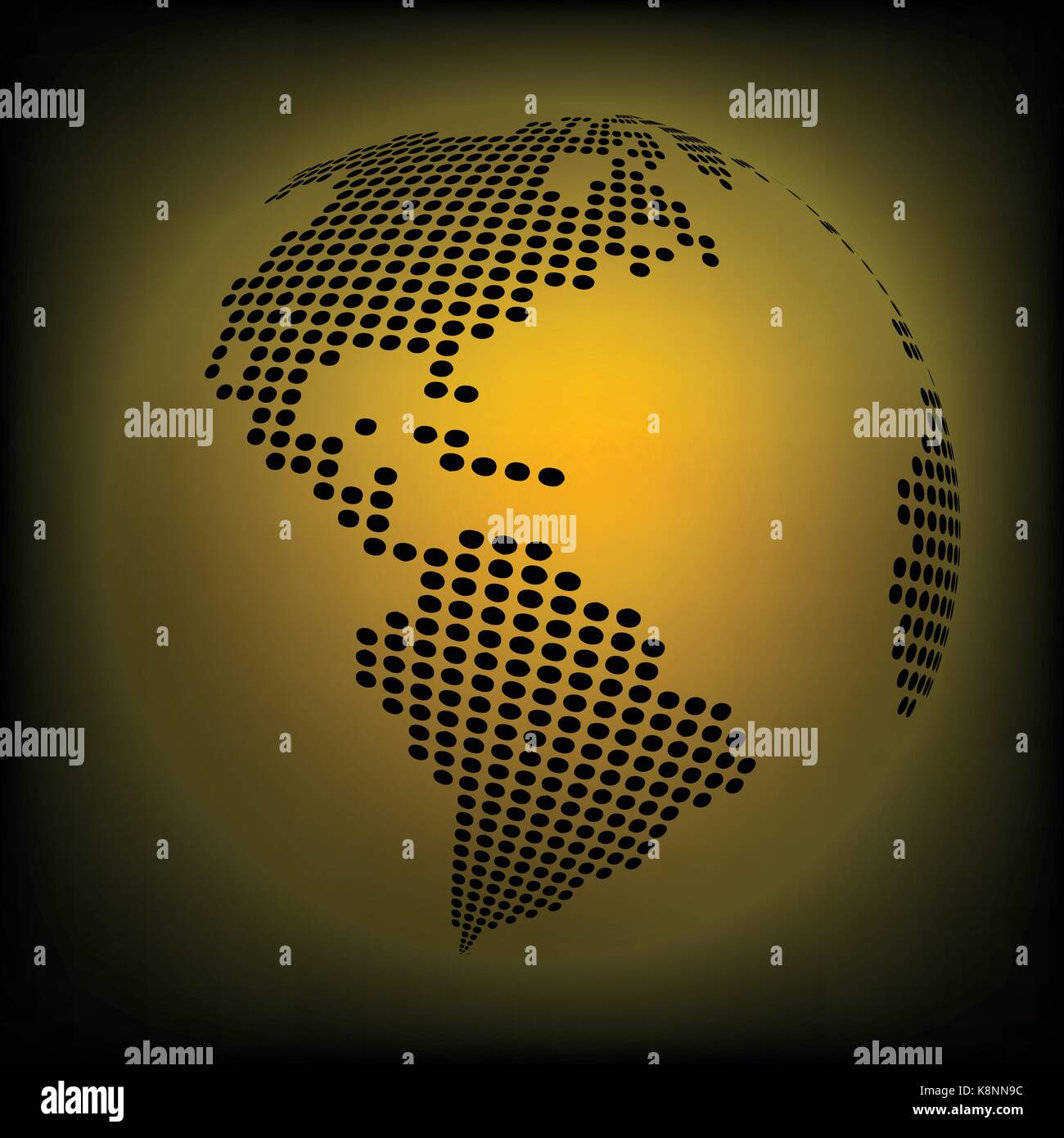 Globe earth world map - abstract dotted vector background. Orange ...