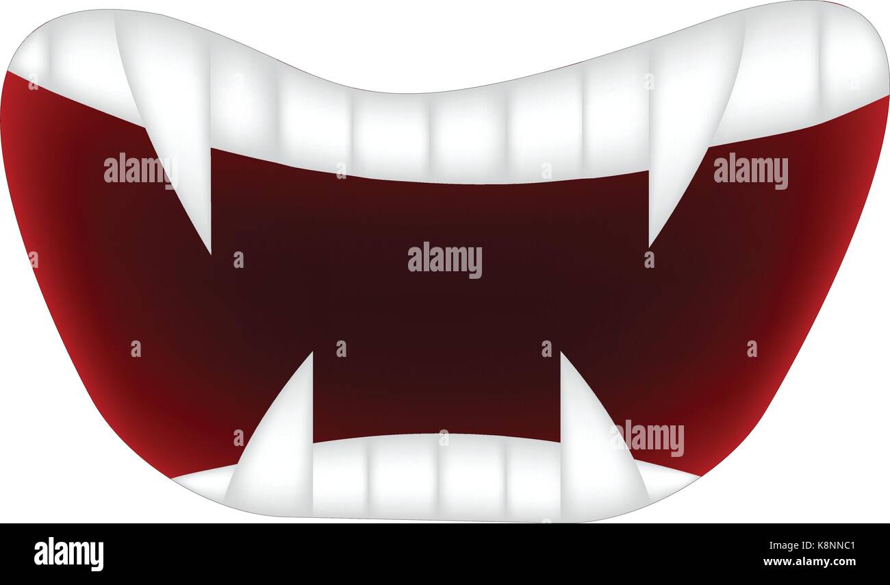 Cartoon smile, mouth, lips with teeth. vector mesh illustration isolated on white background