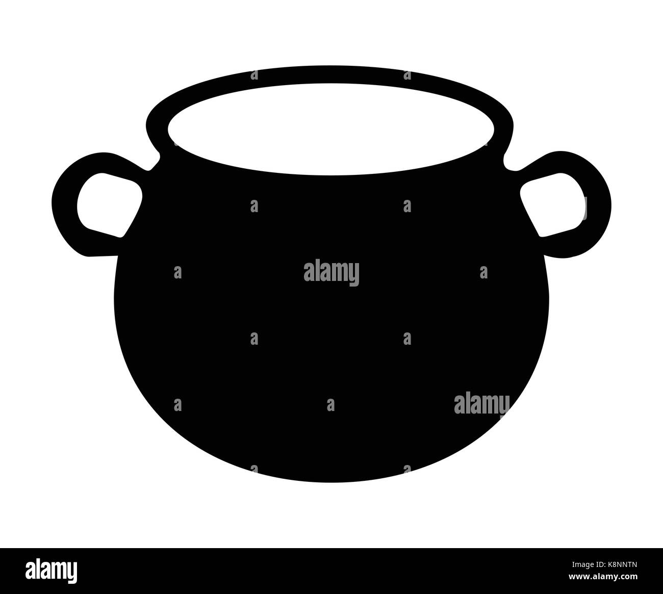 Empty witch cauldron, pot silhouette. Vector illustration isolated on white background. Stock Vector