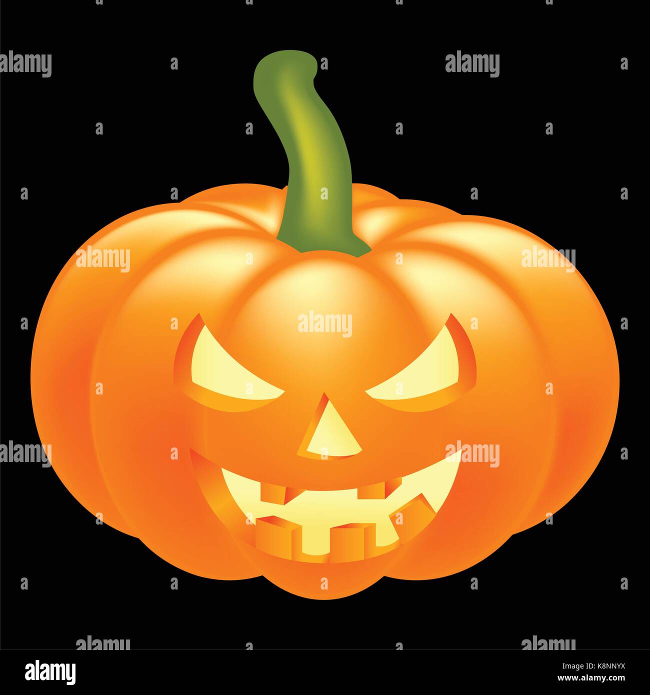 Halloween pumpkin vector illustration, Jack O Lantern isolated on black ...