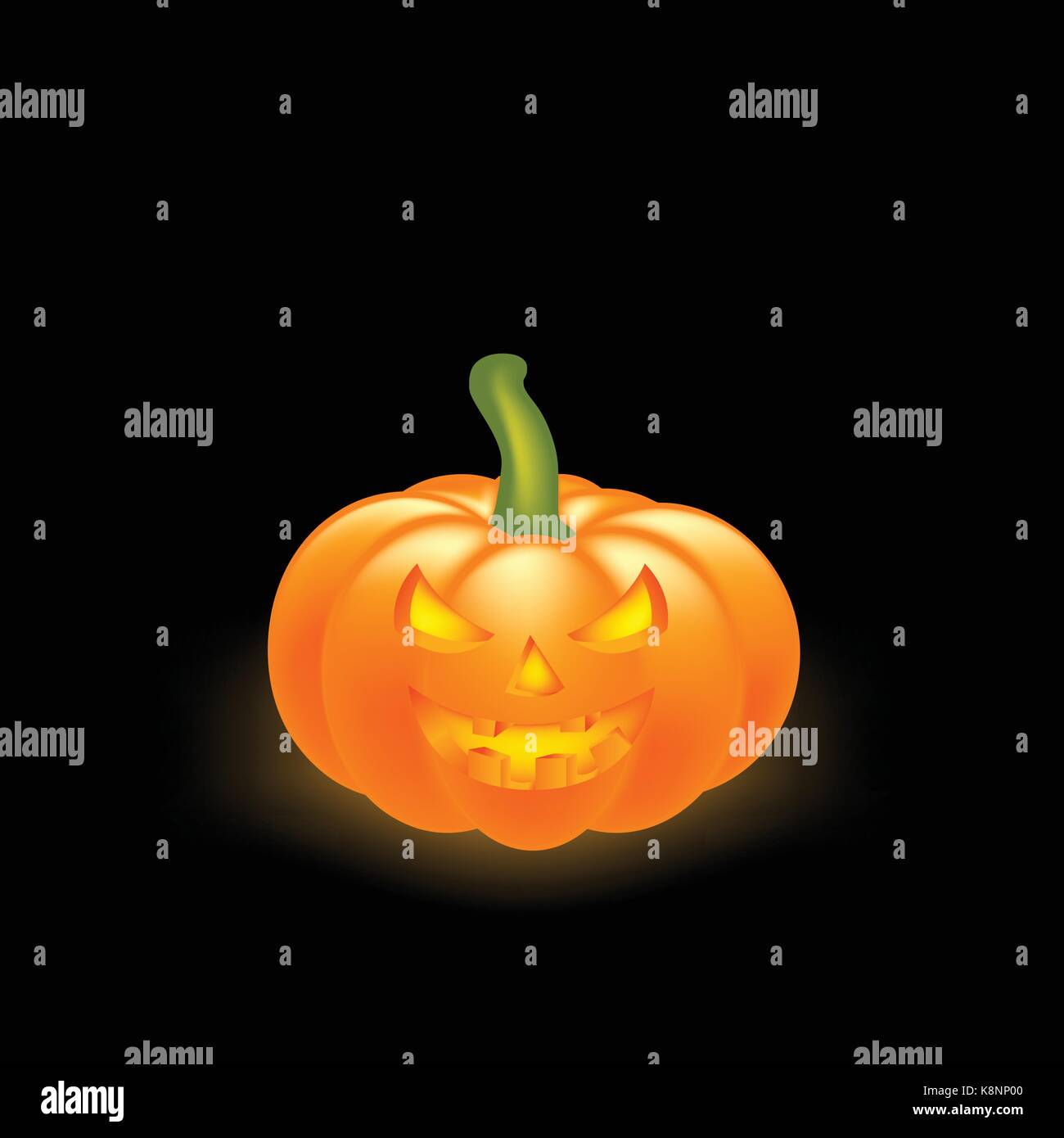 Halloween pumpkin vector illustration, Jack O Lantern isolated on black ...