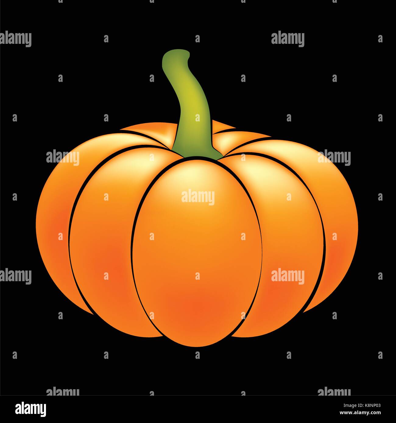 Halloween pumpkin realistic vector illustration isolated on black ...