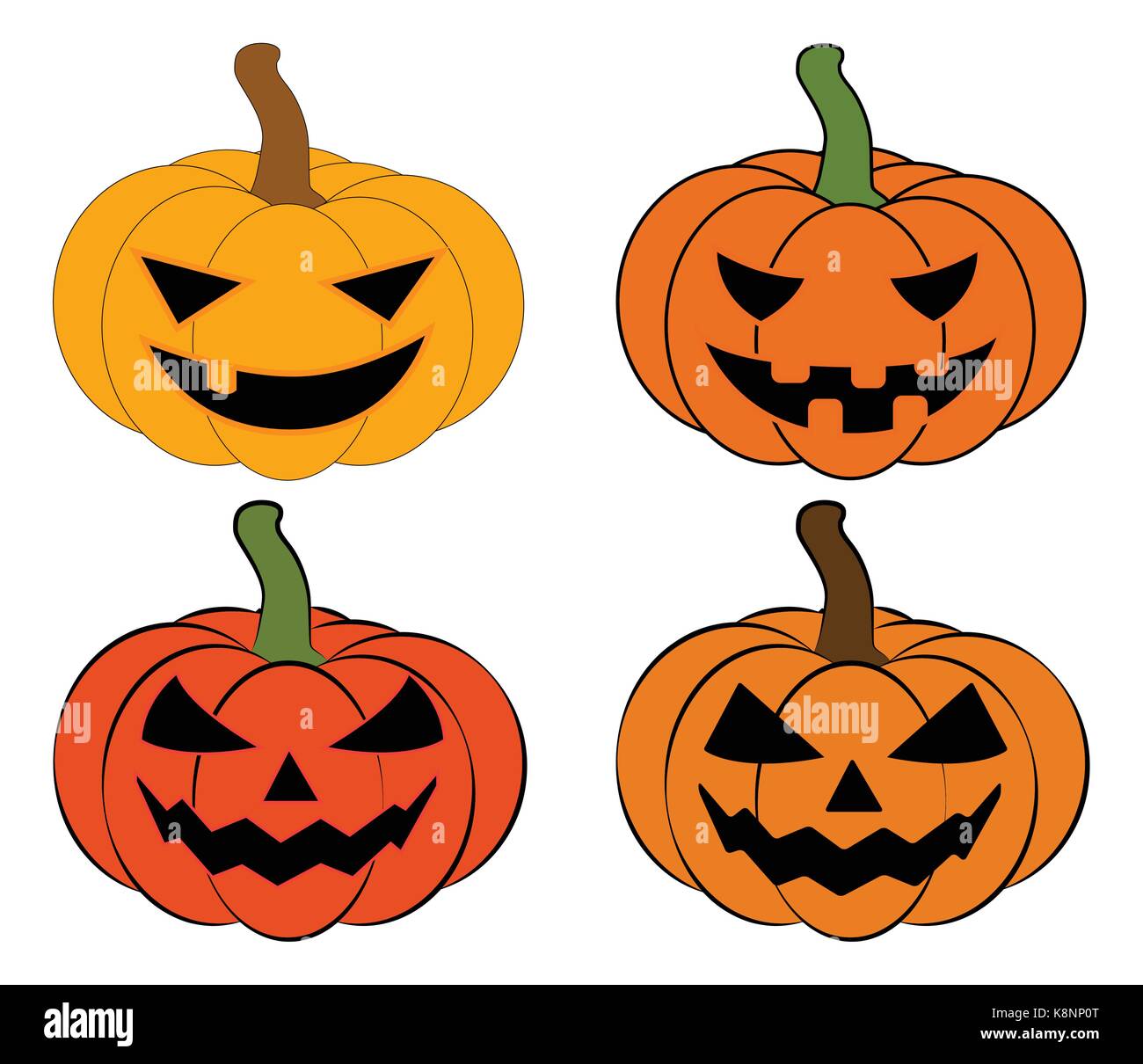 Halloween pumpkin vector illustration set, Jack O Lantern isolated on ...