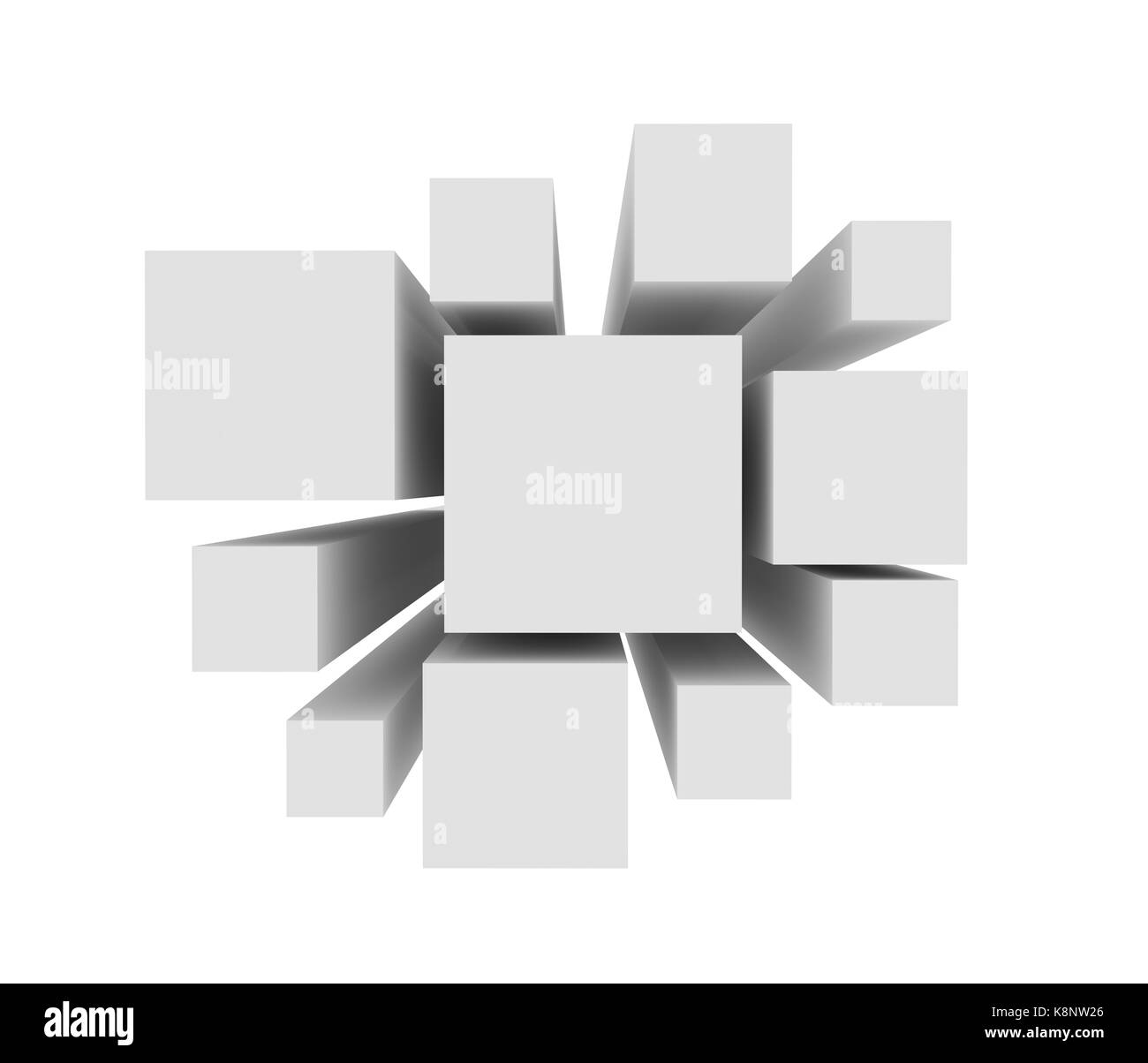 Group of abstract cubes. 3D rendering Stock Photo