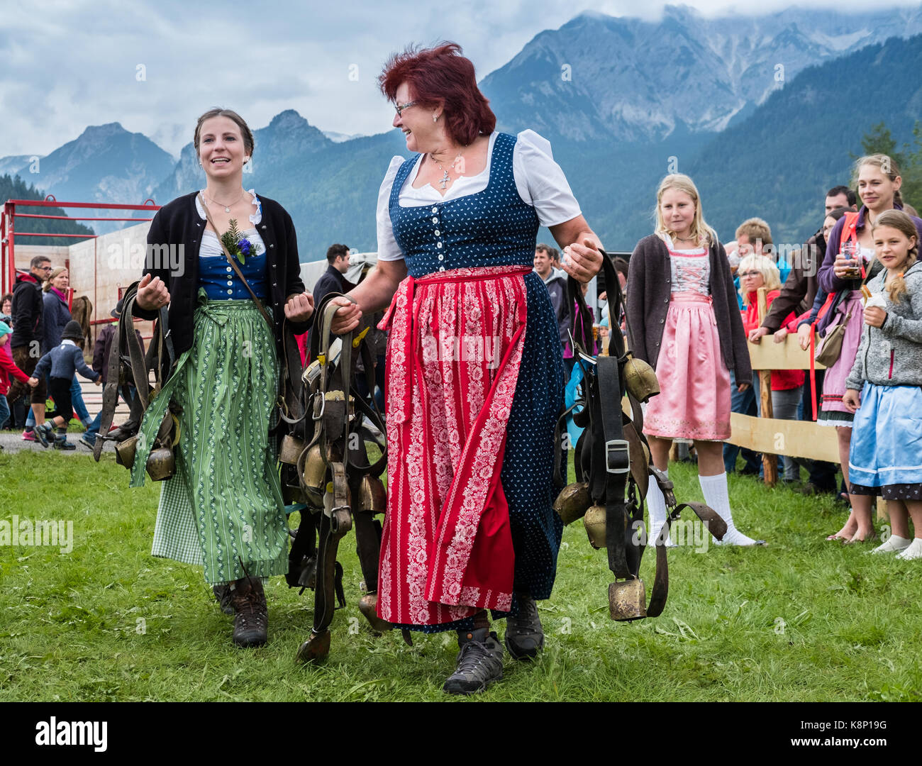 Viehscheid, traditional celebration of the cows returning from the alpine meadows- Alms , Allgaeu, Germany Stock Photo