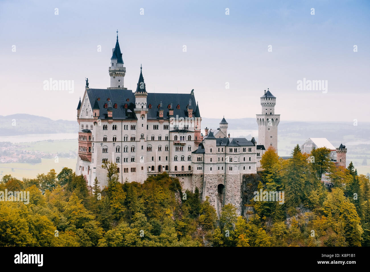 Neuschwanstein Castle in Fussen, Bavaria, Germany, Europe Stock Photo