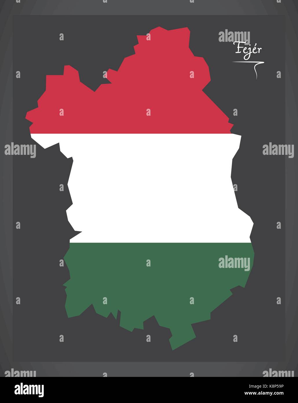 Fejer map of Hungary with Hungarian national flag illustration Stock Vector