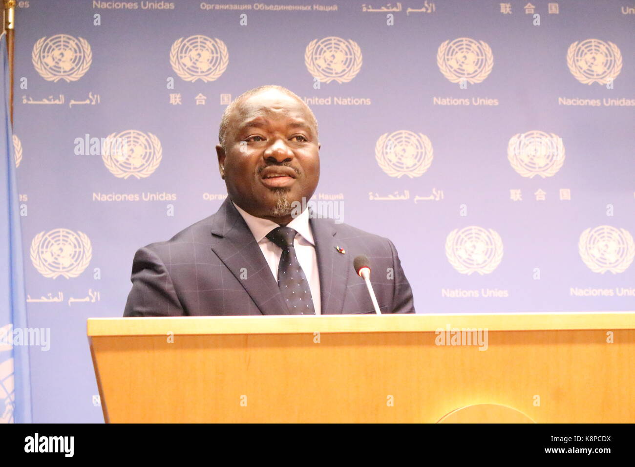 UN, New York, USA. 20th Sept, 2017. Lassina Zerbo, head of the  Comprehensive Nuclear-Test-Ban Treaty Organization, spoke to press about North Korea. Photo: Matthew Russell Lee / Inner City Press Stock Photo