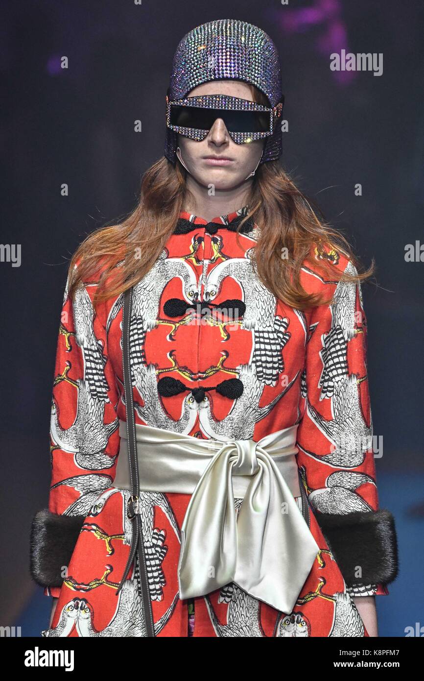 Milan, Italy. 20th Sep, 2017. Milan Woman's Fashion Week Spring Summer  2018. Milano Fashion Woman, Spring Summer 2018. Gucci Fashion Show  Pictured: model Credit: Independent Photo Agency/Alamy Live News Stock  Photo - Alamy