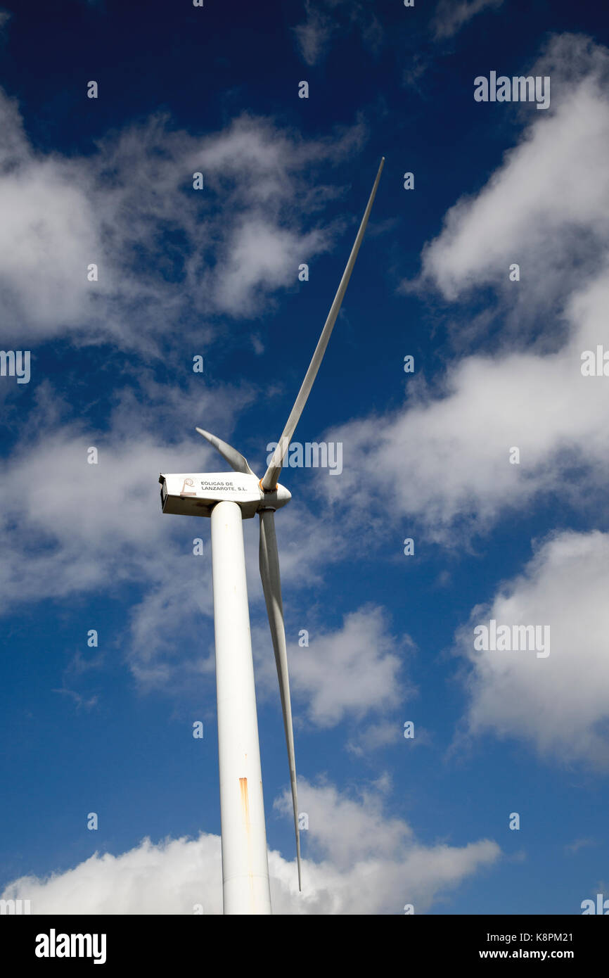 Wind turbine Parque Eolico de Lanzarote wind farm, Lanzarote, Canary Islands, Spain Stock Photo