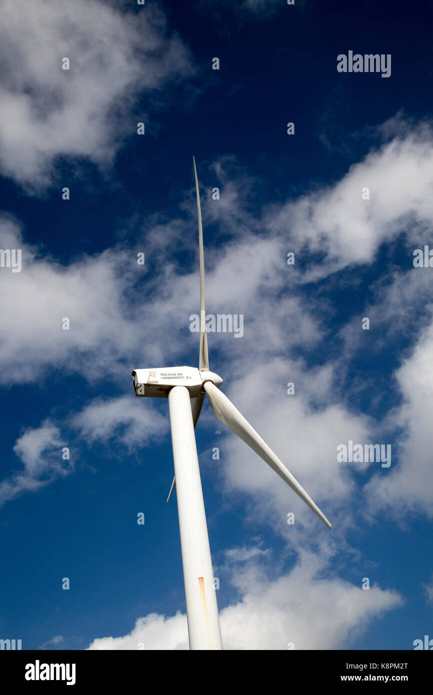 Wind turbine Parque Eolico de Lanzarote wind farm, Lanzarote, Canary Islands, Spain Stock Photo