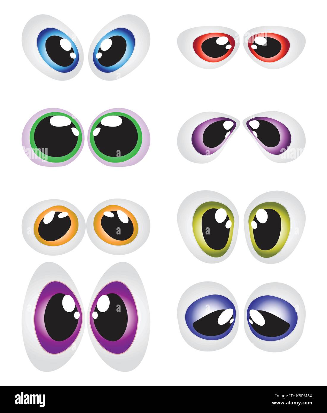 Vector cartoon eyes set isolated on white background Stock Vector Image