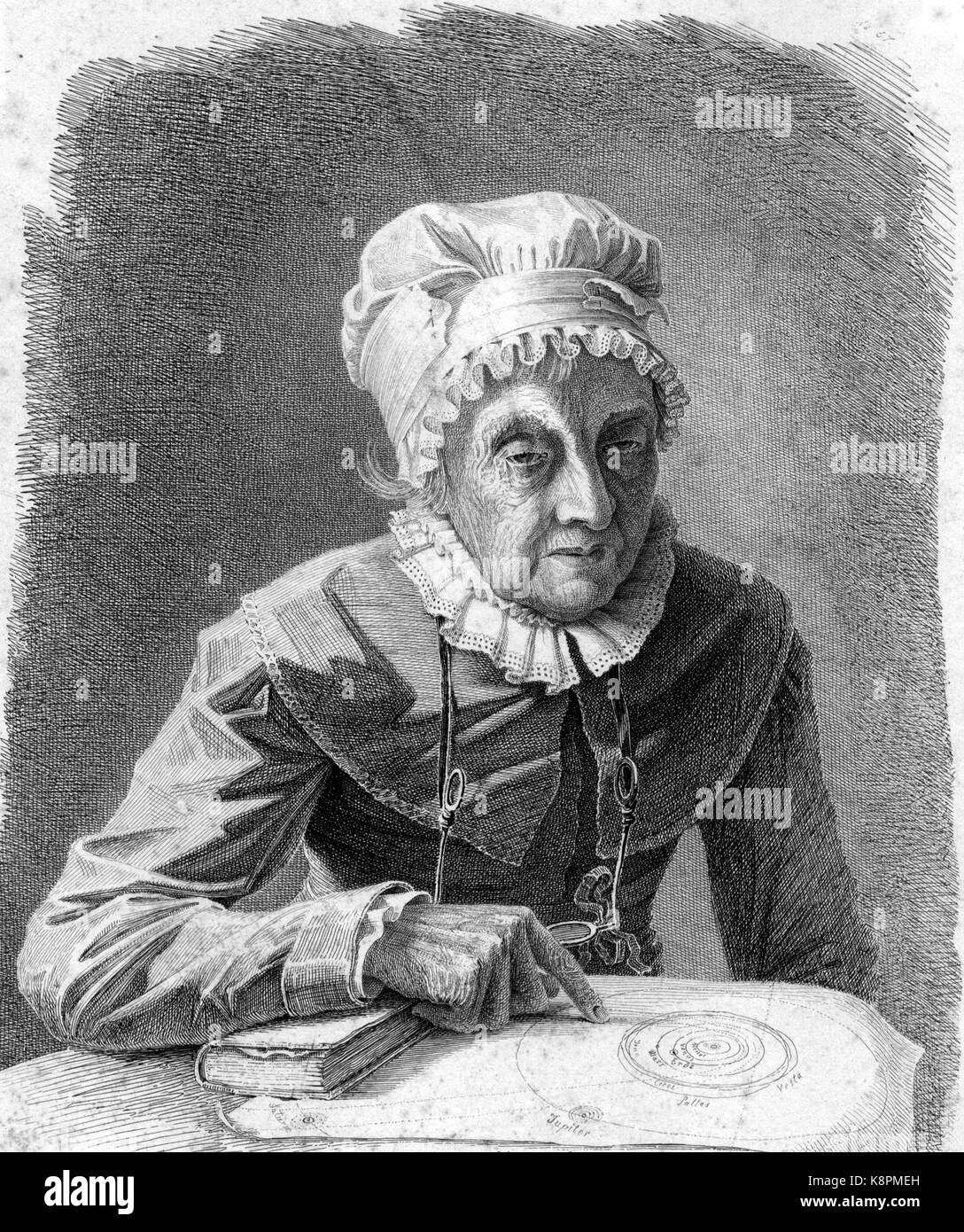 CAROLINE HERSCHEL (1750-1848) German astronomer in 1847 Stock Photo
