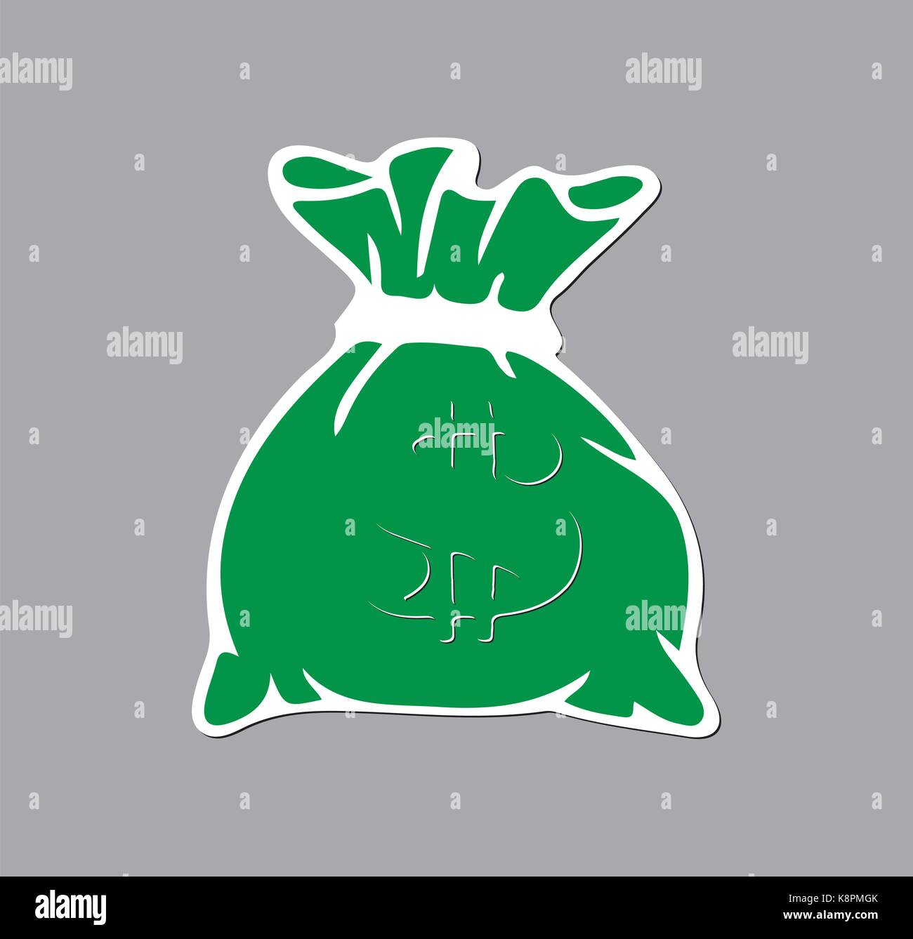 Green money bag icon with dollar sign on grey background. Vector illustration Stock Vector Image