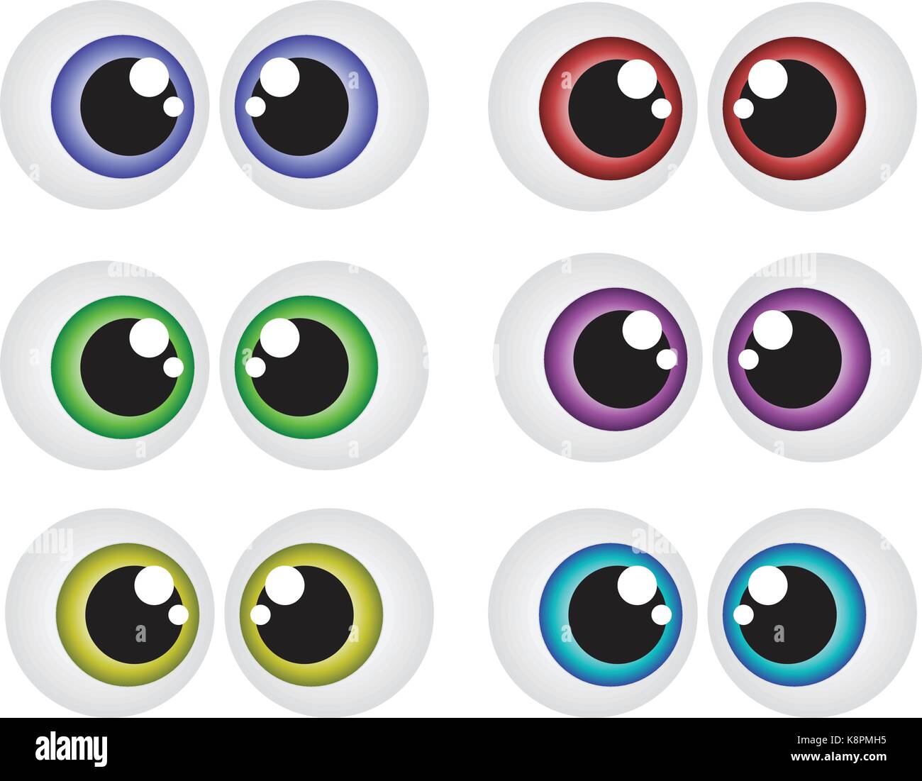 Vector cartoon eyes set isolated on white background Stock Vector Image