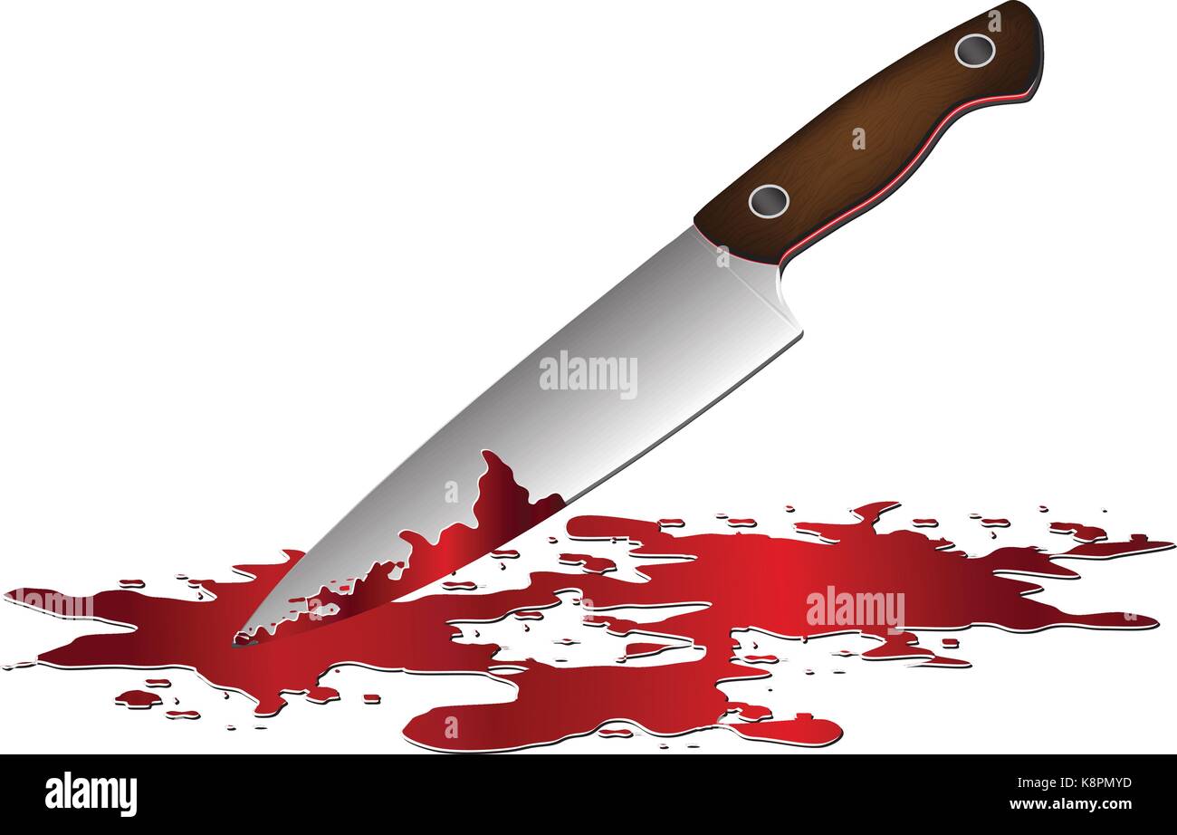 realistic bloody knife. Knife with blood vector illustration Stock