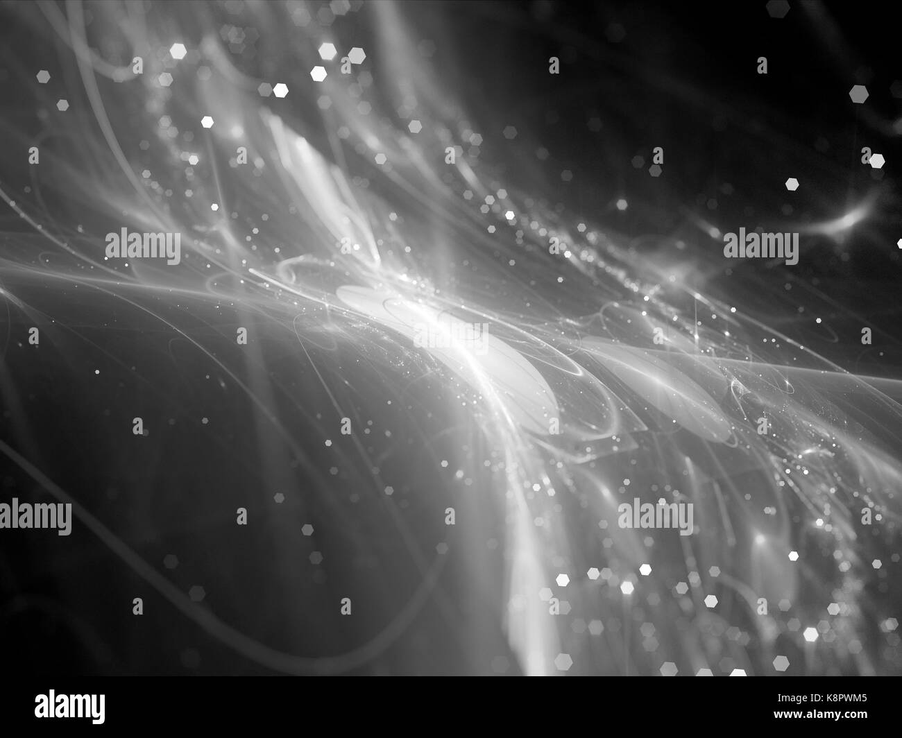 Glowing new technology flow in space texture, computer generated abstract background, 3D rendering Stock Photo