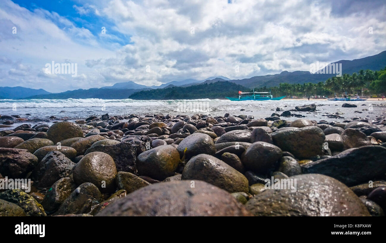 The rocky beach in Sabang port to the Underground River, Puerto Princesa, Palawan, MIMAROPA, Philippines, Southeast Asia Stock Photo