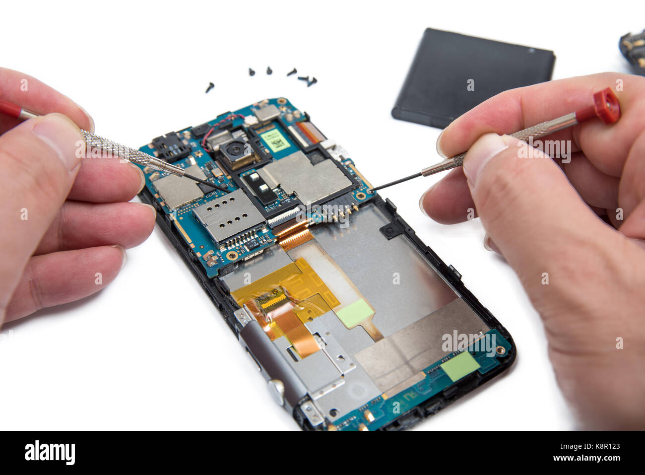 Smart phone repair. Stock Photo