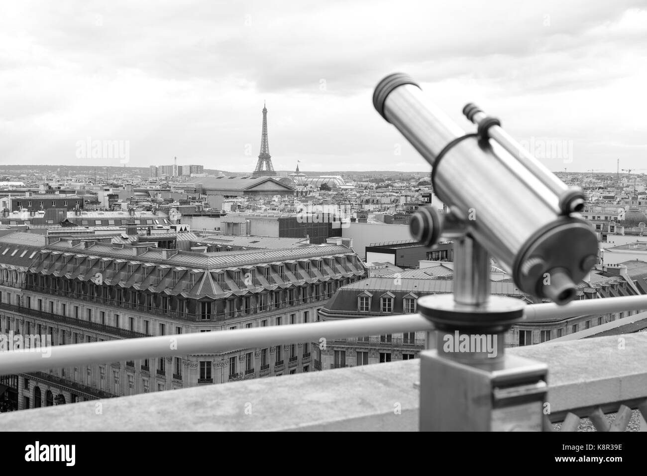 Paris, France skyline view of typical blue rooftop haussmann