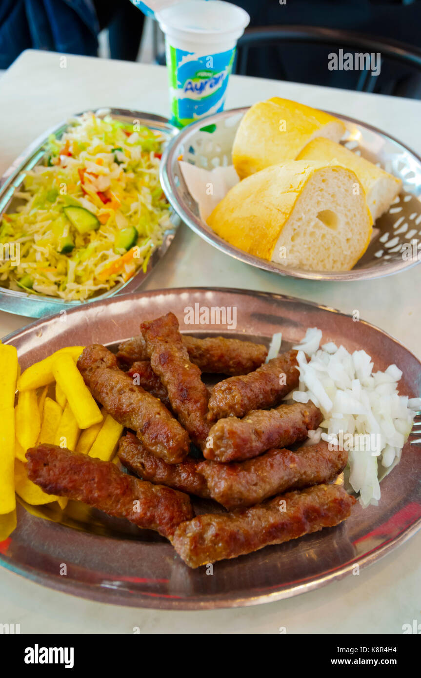 Cevapcici, Cevapi, grilled meat, Skopje, Macedonia Stock Photo