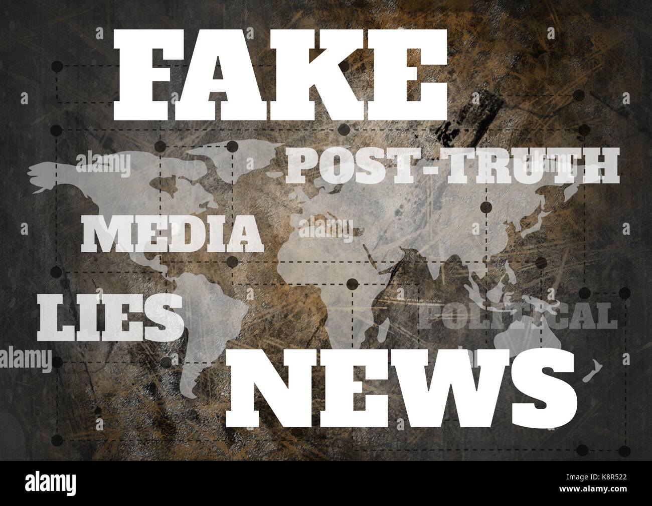 Digital Composite Of Fake News And Associated Text Over World Map Stock Photo Alamy