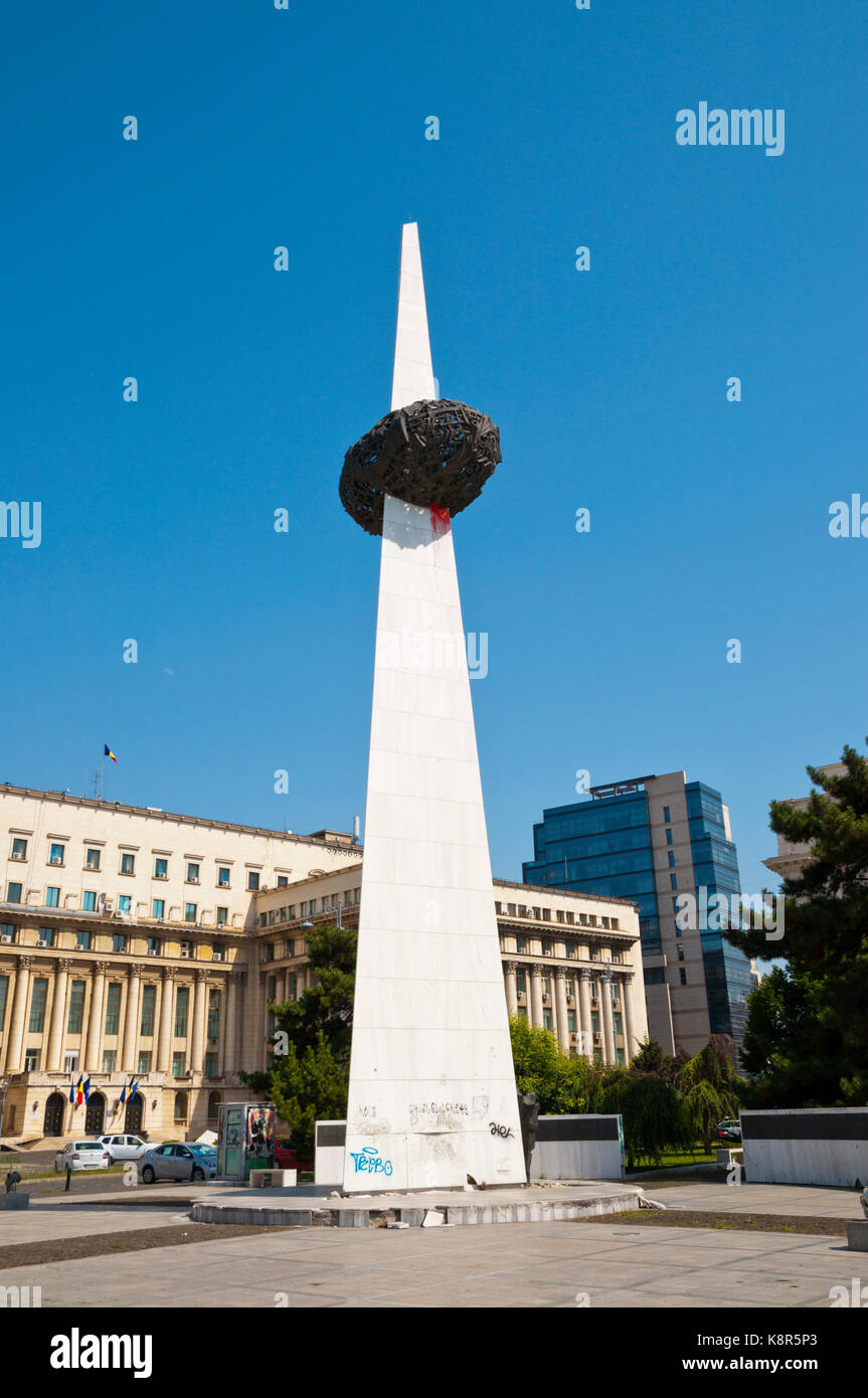 Memorialul Renasterii, The Rebirth Memorial Eternal Glory to the Romanian Revolution and Its Heroes from December 1989, aka The Potato, from 2005, Pia Stock Photo