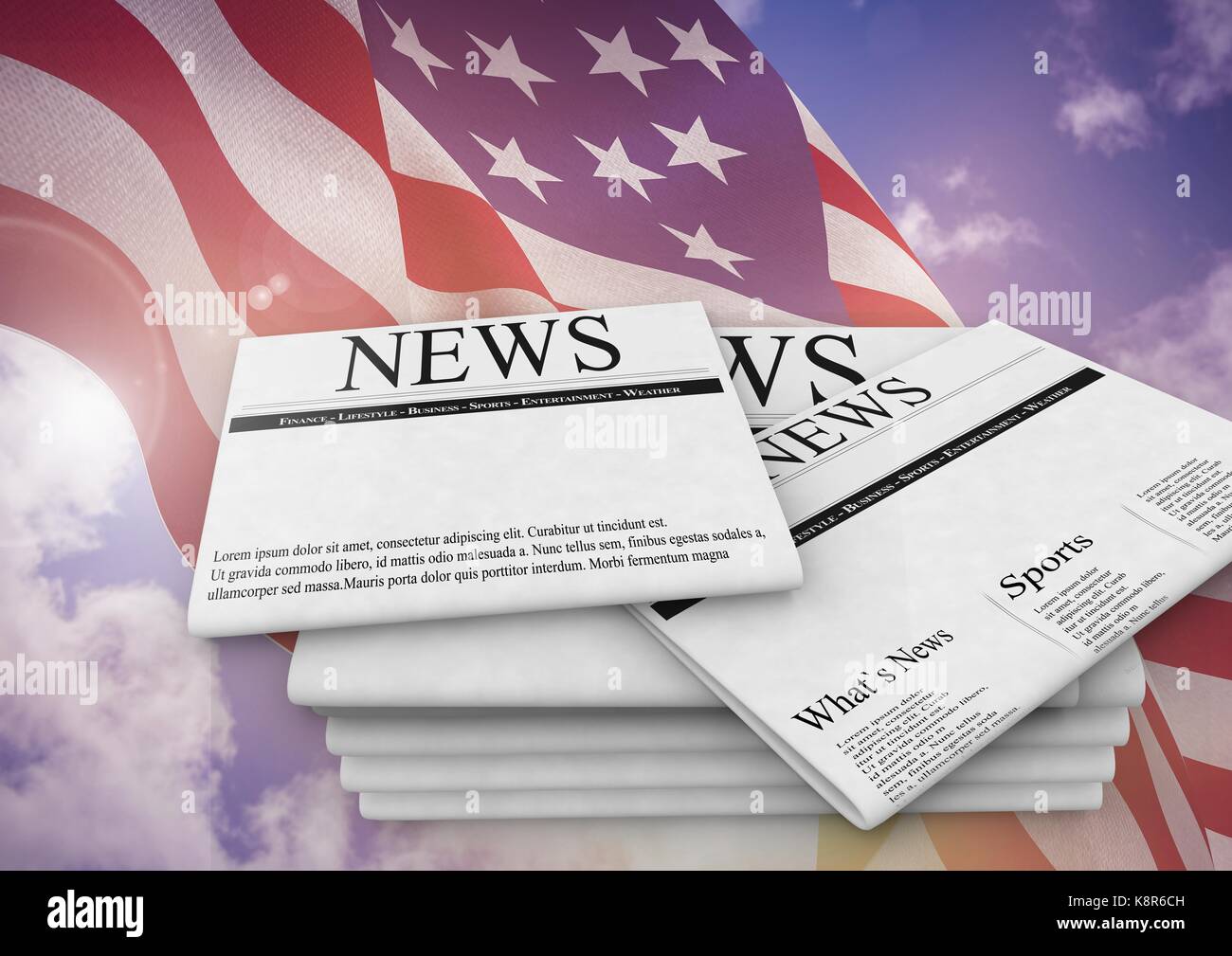 Digital composite of Newspapers on USA flag Stock Photo Alamy