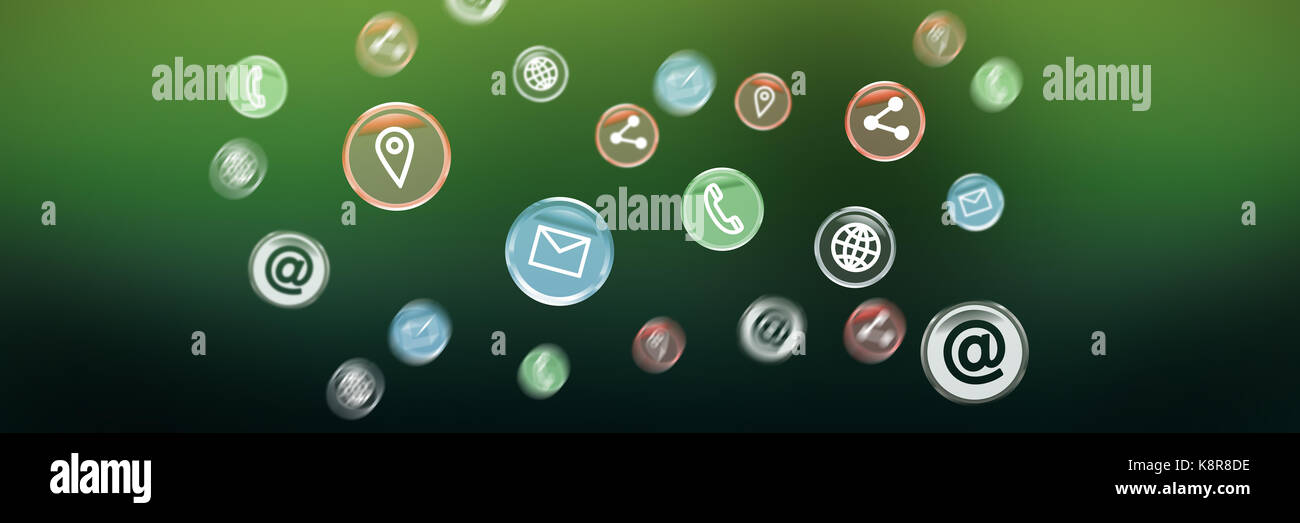 Contact icon against green abstract background Stock Photo - Alamy