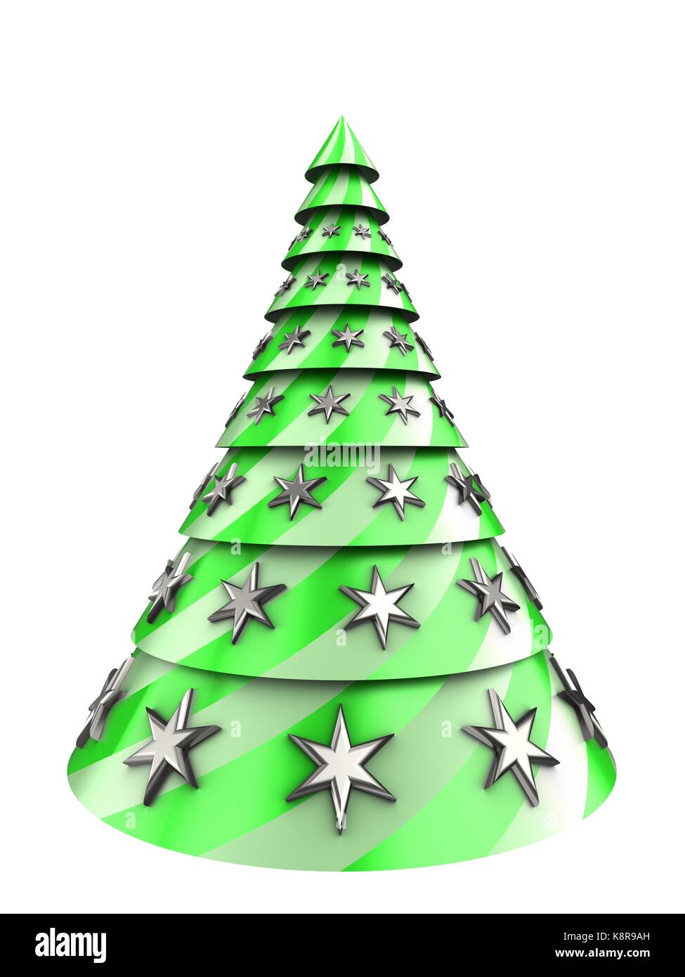 3d illustration of Christmas tree over white background with Stock ...
