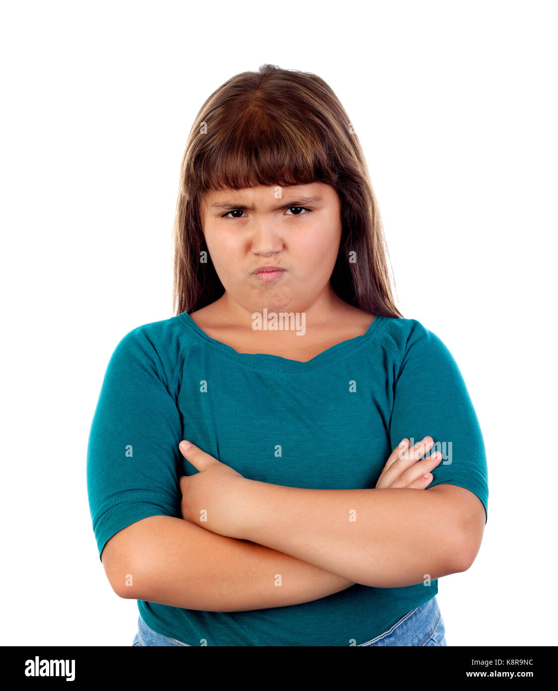 Angry girl isolated on a white background Stock Photo