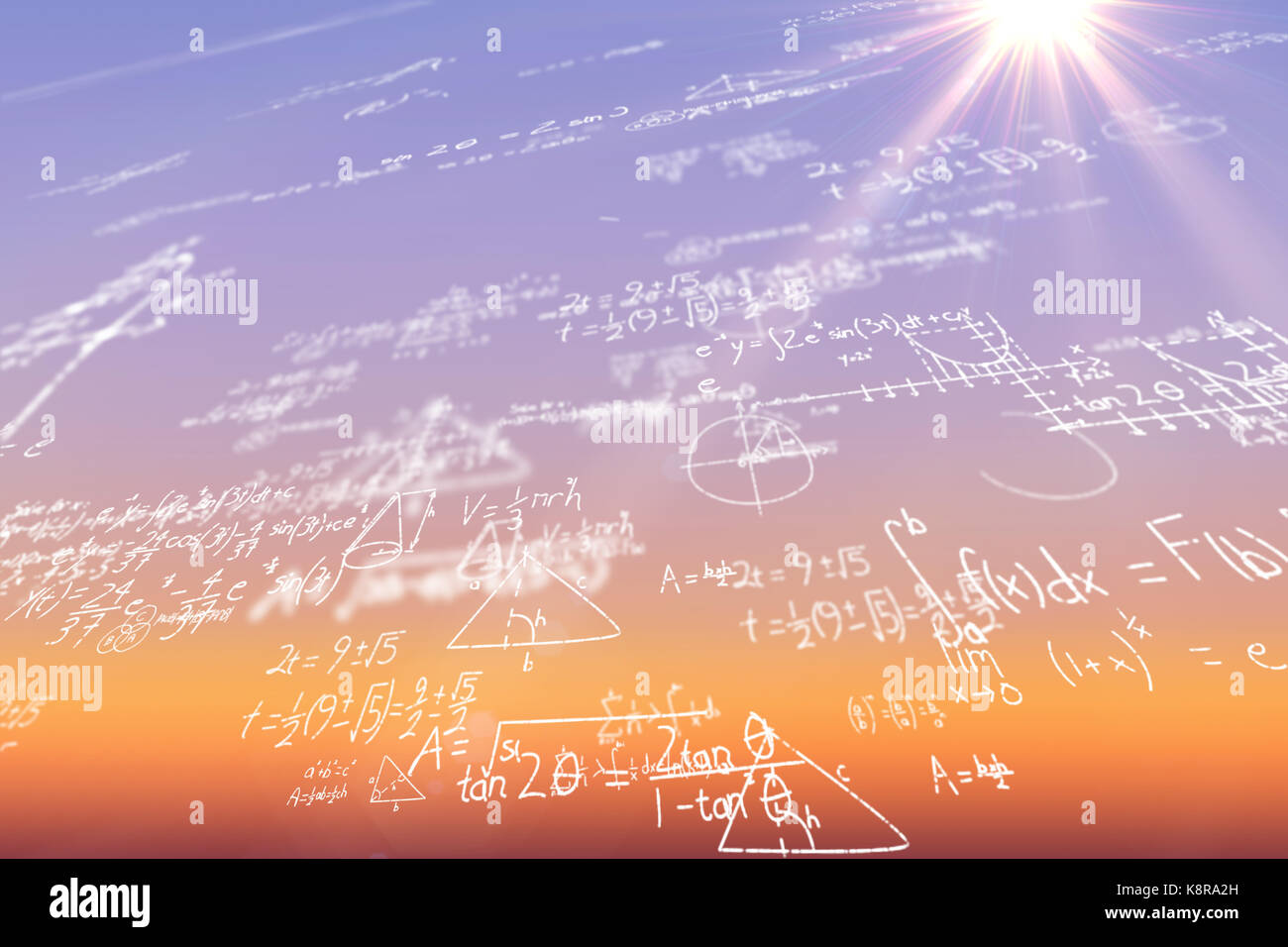 Calcaulation against black background against sunrise sky Stock Photo ...