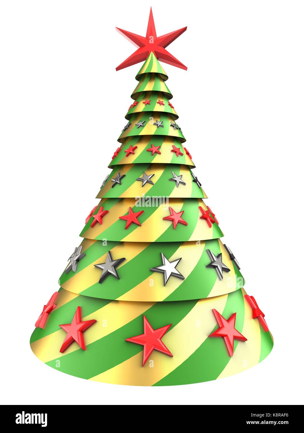 3d illustration of abstract Christmas tree over white background with ...