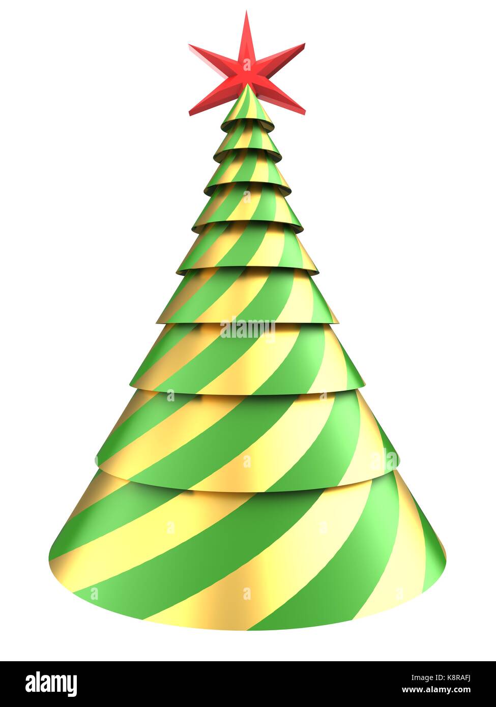 3d illustration of abstract Christmas tree over white background with ...