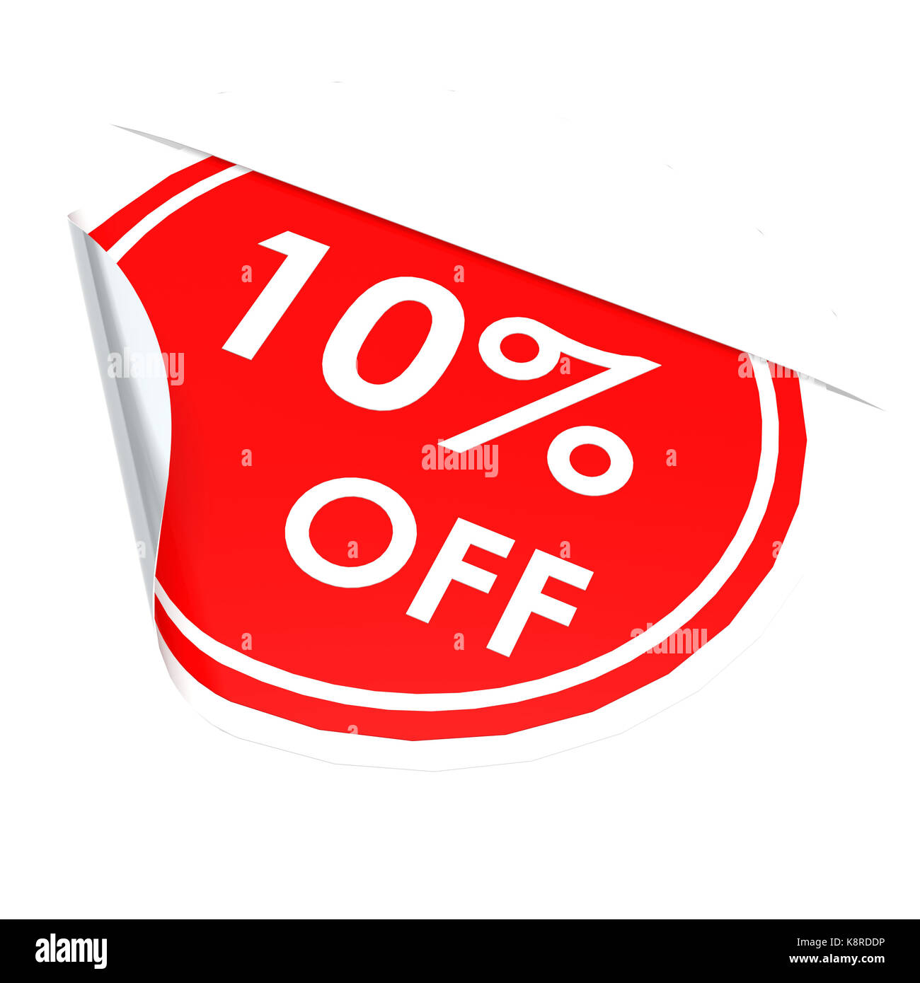 Red circle label 10 percent off Stock Photo