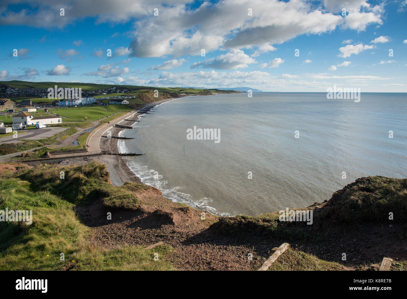 View of St Bees from St Bees Head, Cumbria. The most westerly point of Northern England Stock