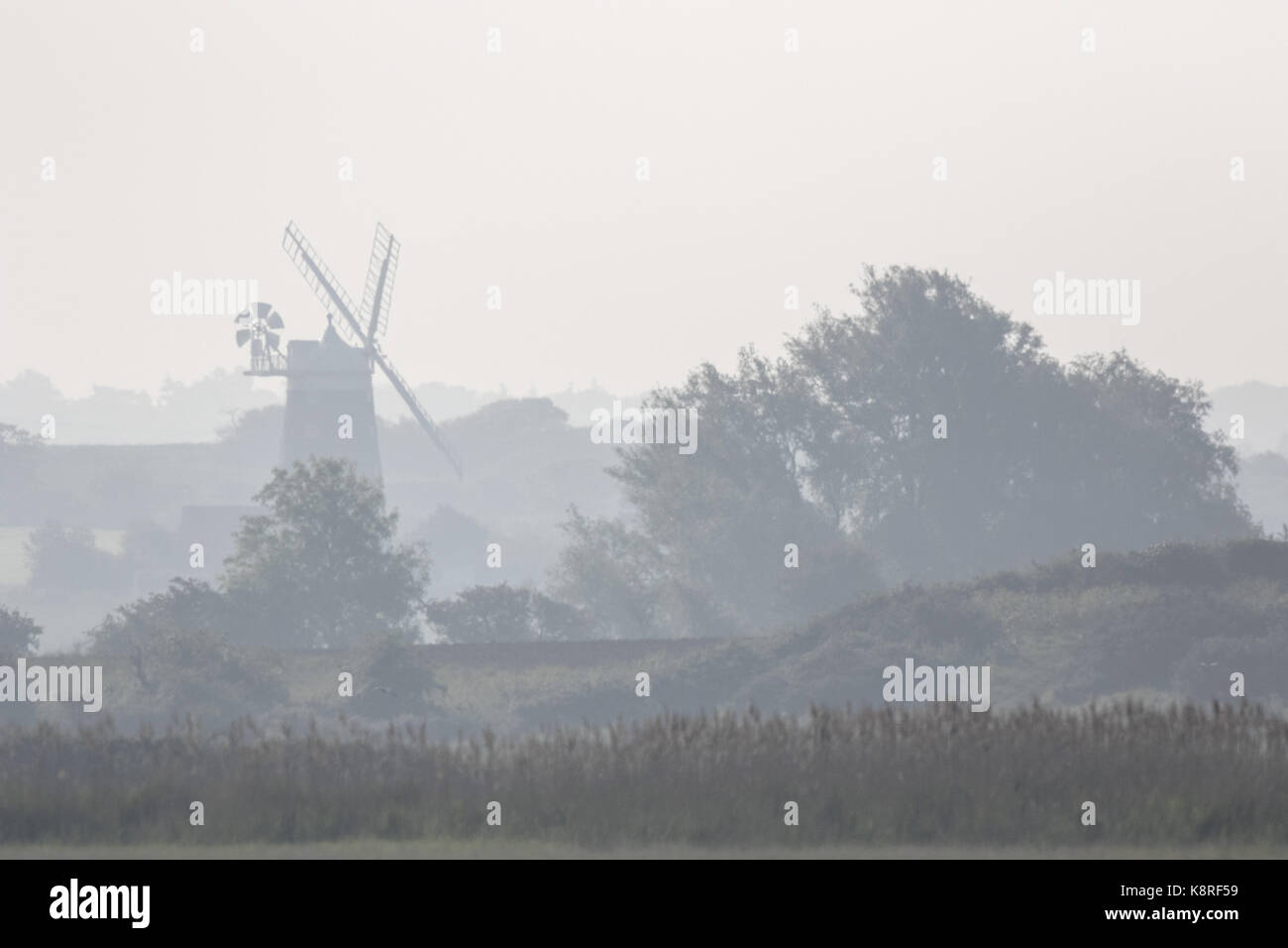 Early morning view of Burnham Overy Staithe Windmill, it is  a Grade II* listed building tower mill at Burnham Overy Staithe, Norfolk Stock Photo