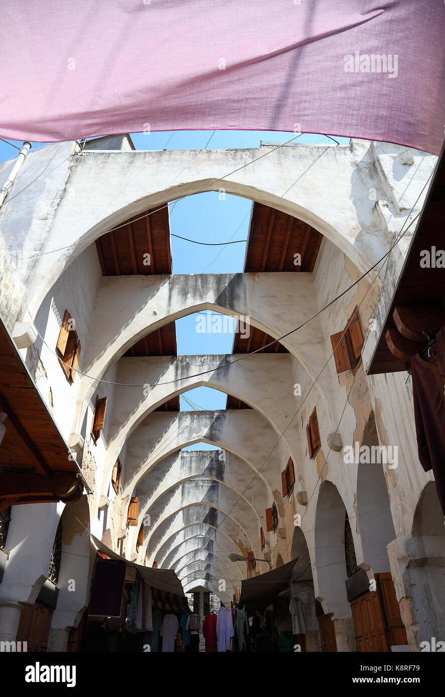 Medieval souk architecture in Tripoli, Lebanon Stock Photo
